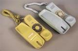 Lot 256 2 Retro Rotary Phones - Yellow & Blue - Trimline