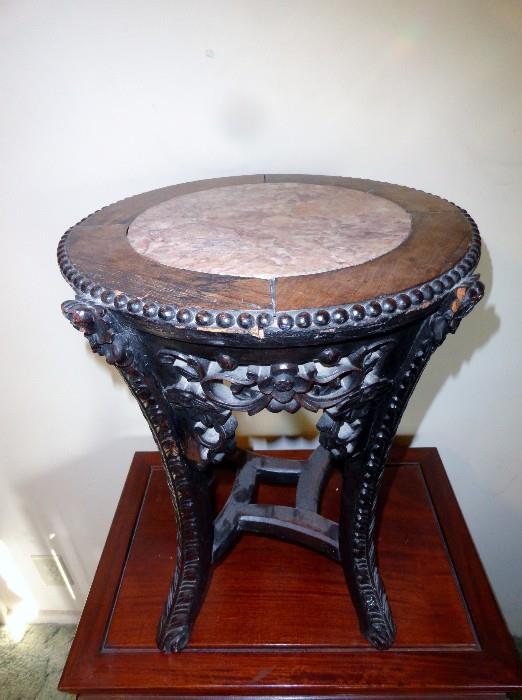 19th century Qing Dynasty carved marble top table