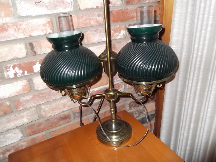 green antique student lamp