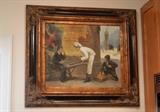 Framed Painting of Baker (French Scene)