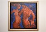 HUGE "Adam & Eve" Nude Painting by Boban Ilic (b. 1962, Hungary/Chicago)