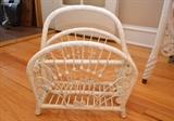 Antique Victorian White Wicker Magazine Rack