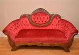 Victorian Tufted Sofa / Settee with Red Upholstery