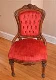 Victorian Tufted Side Chair w Red Upholstery