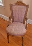 Victorian Oak Side Chair w Lavender Upholstery