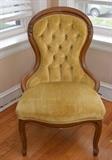 Victorian Tufted Chair w Gold Upholstery