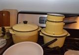 Wonderful Vintage Yellow Enamel Pans! Near Mint Condition