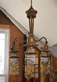 Antique Art Deco Beaded Light Fixture (needs rewiring)
