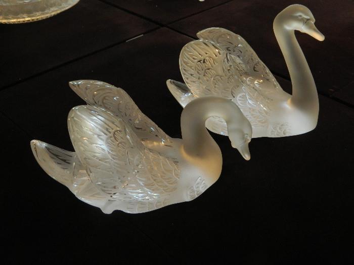 Lalique Crystal Swan with Headup 