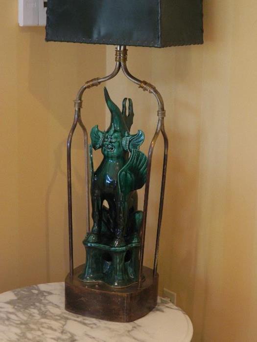 Very unusual lamp...Asian figure and copper base
