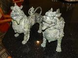 Bronze foo dogs Measures 12" high x 12" long