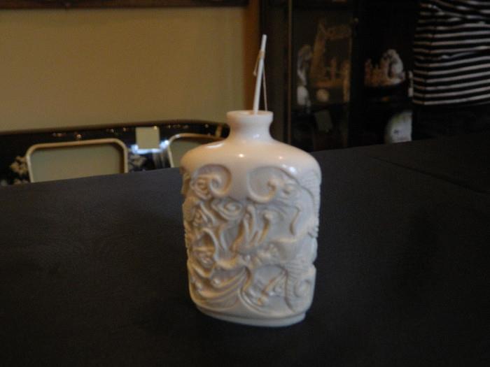 Hand carved Ivory Colored small Asian bottle