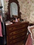 Painted and carved dresser with mirror