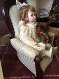 Vintage doll chair and doll