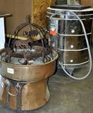 Iron Pot holder, copper tins, LARGE Kiln for firing art and pottery pieces. Kiln in like new condition.
