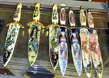 Collectible Knives, swords, sheaths, display shelves, and more