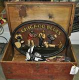 antique, vintage, jazz, art, deco, trunk, england, chests