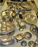 silver and silver plated, and other dinner ware, service ware, lots of great pieces to choose from plus silverware chest, boxes