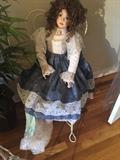 3-4 foot tall sitting custom doll 40 years old, porcelain Feet are wrapped for safety, perfect condition