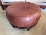 Very large leather ottoman (one of two)
