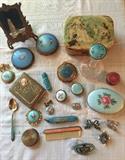 Antique French Guilloche enamel pieces - a wonderful collection!