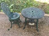 Bistro patio table and chair.