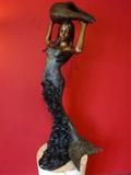 HUGE BRONZE SCULPTURE/FOUNTAIN, MERMAID HOLDING SHELL, PLUMBED SO WATER FLOWS FROM SHELL, NEVER USED, EXCELLENT CONDITIO