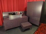 5 PC MODERN KING BEDROOM SET WITH BED, MIRROR, DRESSER, NIGHTSTAND AND ARMOIRE