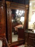 7 PC PULASKI ROYALE KING BEDROOM SET WITH BED, 2 NIGHTSTANDS, fFLOOR MIRROR, DRESSER WITH MIRROR, AND WARDROBE