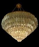 LARGE MID CENTURY MODERN CUSTOM VENINI CRYSTAL CHANDELIER WITH 7 ROWS OF CRYSTAL DROPS