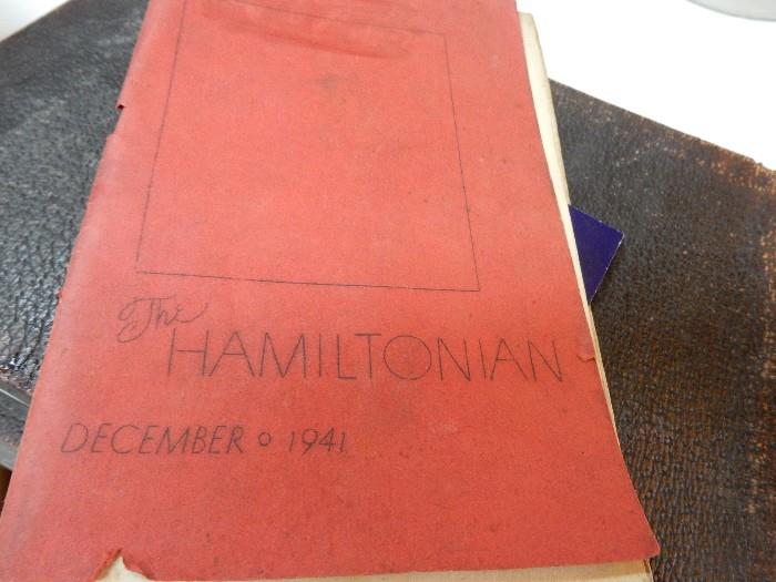 The Hamiltonian book from 1941. Just one small amount of ephemera here, Wait til you see the table filled with cool ephemera, even saw blueprints for the original sherman hospital