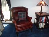 Leather wing back chair