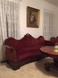 Transitional Empire to Victorian mahogany sofa.
