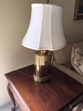 POLISHED BRASS LAMP WITH WHITE SHADE