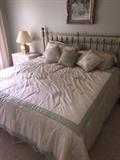 QUEEN SIDED METAL BRASS HEADBOARD AND MATTRESS SET