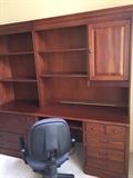 EXECUTIVE OFFICE DESK , FILE CABINET AND HUTCH (ALL SOLID WOOD) 4 PIECE SET