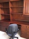 EXECUTIVE OFFICE DESK , FILE CABINET AND HUTCH (ALL SOLID WOOD) 4 PIECE SET