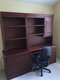 EXECUTIVE OFFICE DESK , FILE CABINET AND HUTCH (ALL SOLID WOOD) 4 PIECE SET