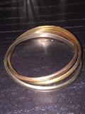SOLID 14K GOLD TRICOLOR BANGLE BRACELET
