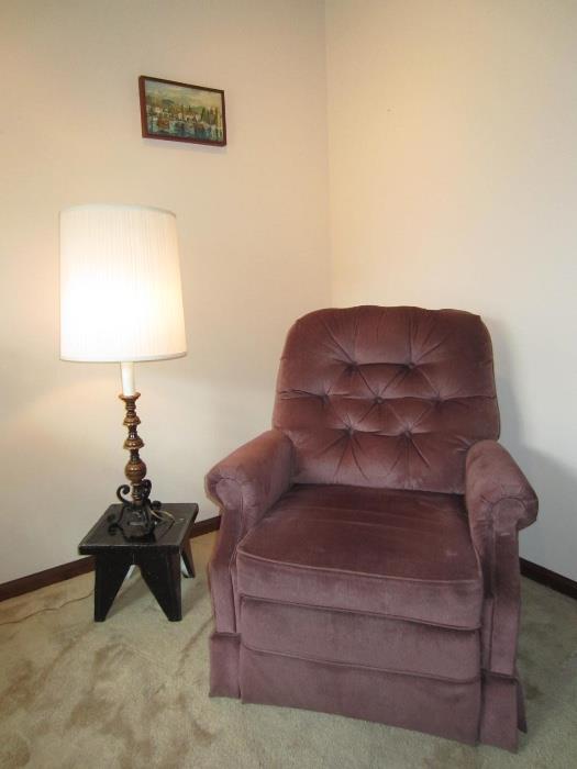 recliner, lamp, step stool