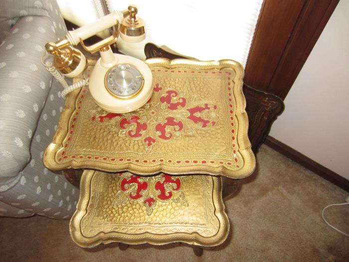 princess phone, nesting tables (there are 3)