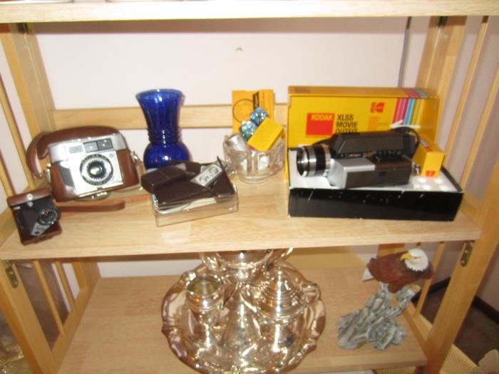 vintage cameras, serving wares