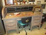 OAK ROLL TOP DESK, AS IS