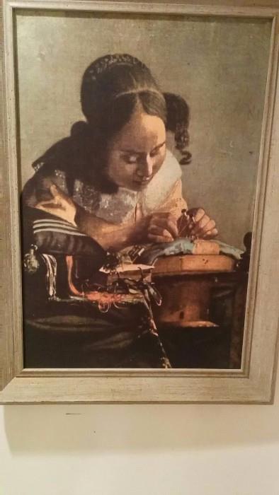 Hmm, a Vermeer likeness printed on a tea towel, then framed - riiiiiight.....