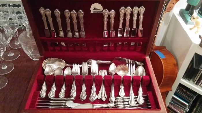 Set/12 (88 Pieces) sterling flatware, by International, Joan of Arc pattern; weighs 6 lbs., 6 1/2 oz.
