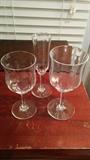 One of each of the three sizes of Baccarat Capri Optic glasses