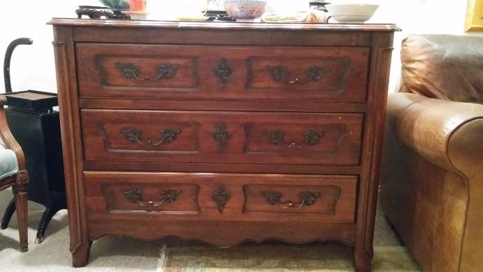 Better pic of one of a pair of French mahogany 3-drawer chests