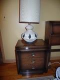 5Pc bedroom set- 2 matching night stands; mid century - United Furniture Corp. Lexington N. Carolina.  -       Two Mid Century Lamps