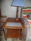 Mid Century wood and tile side table with matching coffee table