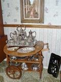 Tea cart & silver service